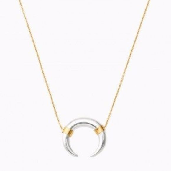 Stella & Dot Luna Pendant Necklace - Crescent Mixed Metal - Picture 13 of 13